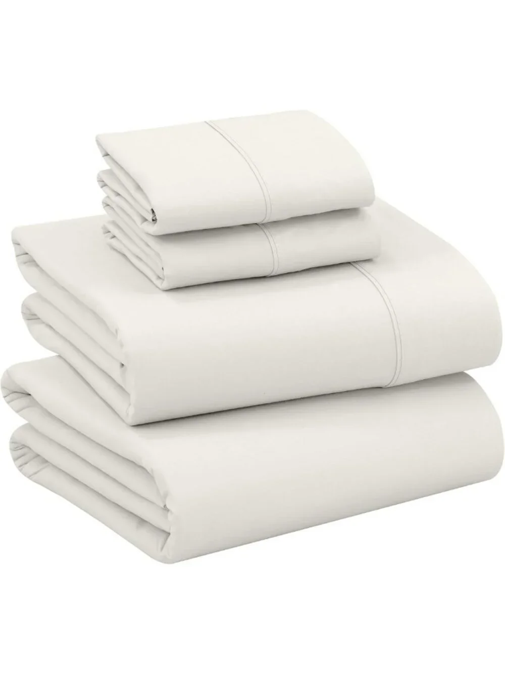 Queen Size 100% Cotton Percale Sheets Set - Ivory, Crisp Cooling, Deep Pocket 16